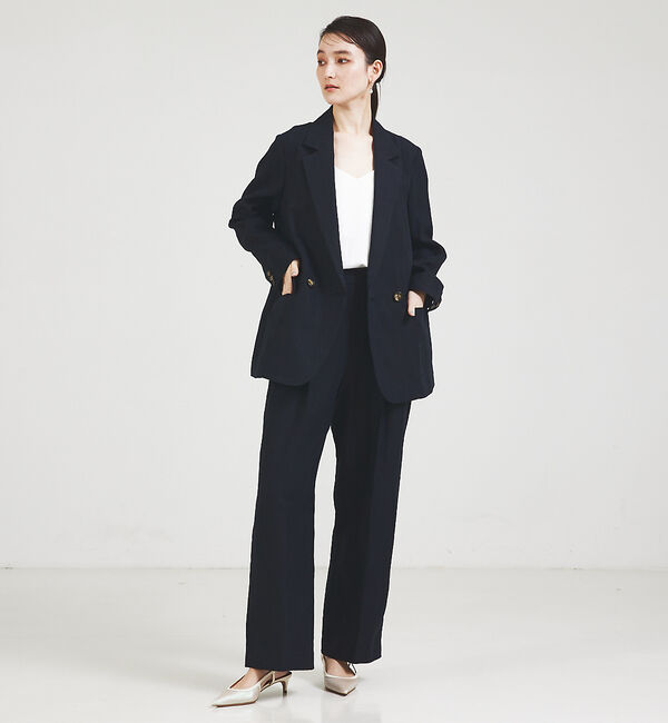 qualite「【セットアップ対応】ランダムヘリンボーンリネンジャケット」|テーラードジャケット|