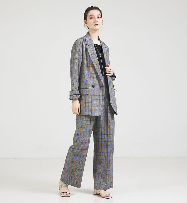 qualite「【セットアップ対応】リネングレンチェックパンツ」|その他|