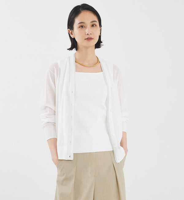 qualite「【アンサンブル対応】シアーコットンハイゲージカーデ」|カーディガン|