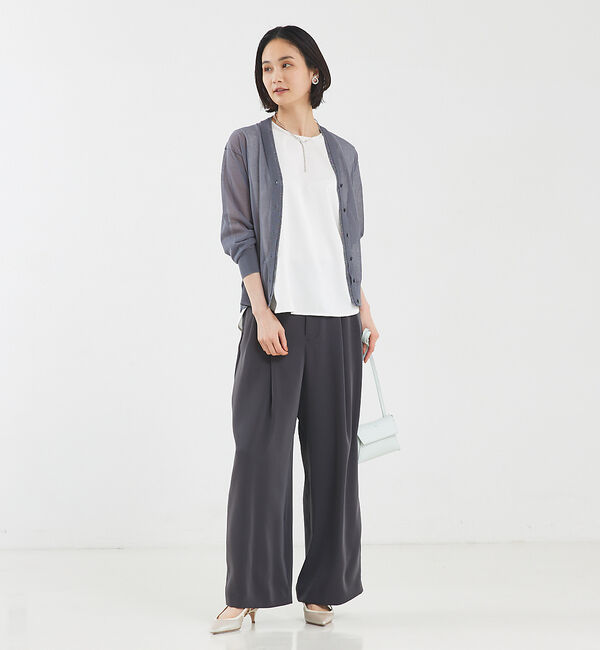 qualite「【アンサンブル対応】シアーコットンハイゲージカーデ」|カーディガン|