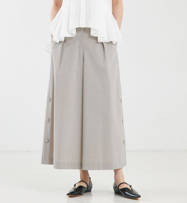 qualite「サイドボタンクロップドパンツ」|その他|グレージュ