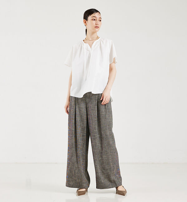 qualite「トリアセコットンギャザーブラウス」|シャツ・ブラウス|