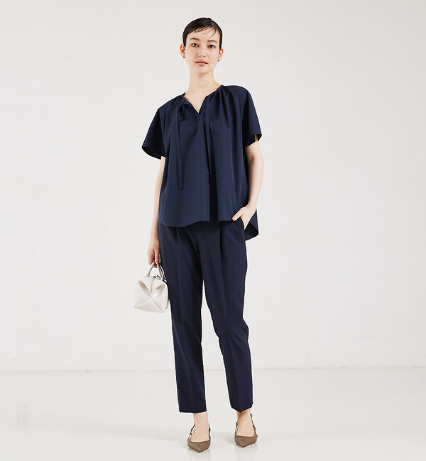 qualite「トリアセコットンギャザーブラウス」|シャツ・ブラウス|