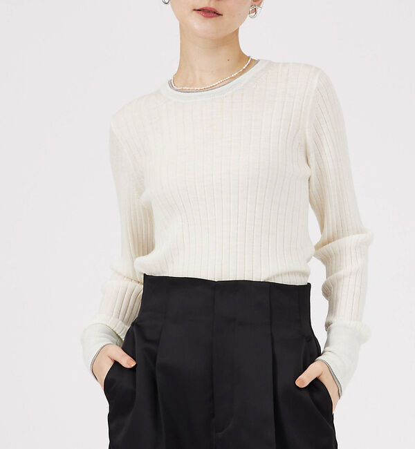 qualite「レイヤードワイドリブニット」|ニット・セーター|オフホワイト