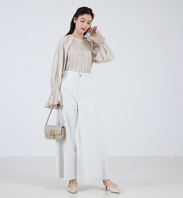 qualite「ワイドフレアーラメデニム」|デニム|