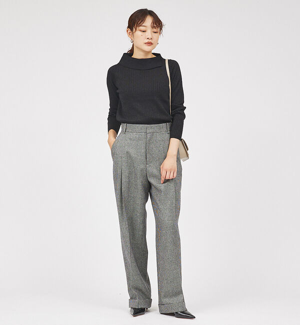 qualite「サイドスリットカラーリブニット」|ニット・セーター|