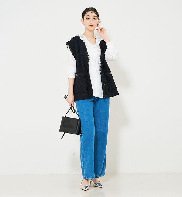 qualite「Vネックプリーツカラーブラウス」|シャツ・ブラウス|