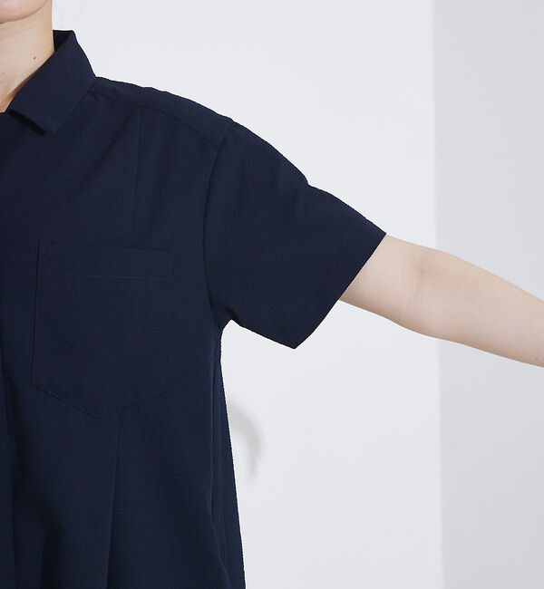 qualite「【接触冷感＆吸水速乾＆UV】シアサッカーシャツワンピース」|ワンピース|