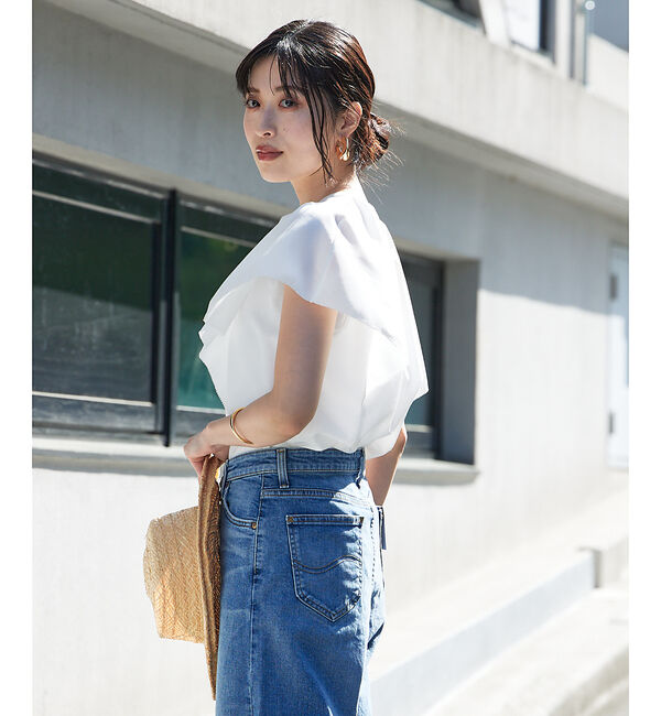 qualite「ラッフルカラーVネックブラウス」|シャツ・ブラウス|