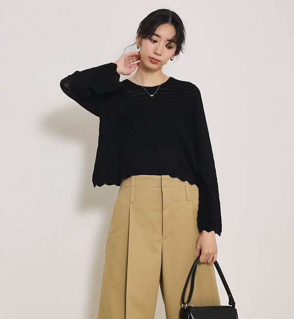 qualite「スカラップレースニット」|Tシャツ・カットソー|