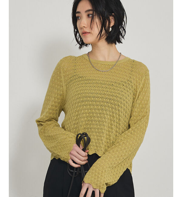 qualite「スカラップレースニット」|Tシャツ・カットソー|オーカー