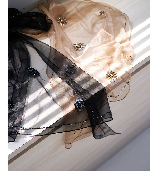 qualite「エンブロイダリースカーフ」|バンダナ・スカーフ|ブラウン