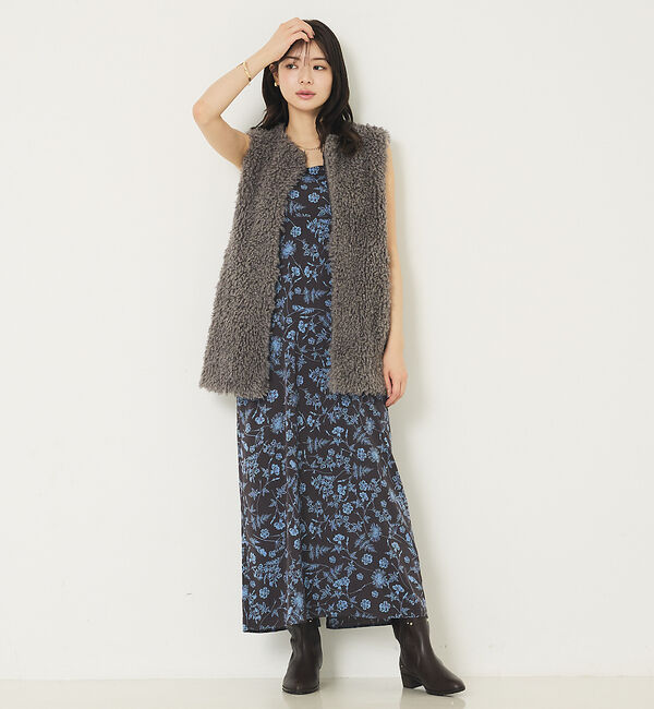 abahouse mavie「フェイクファーベスト」|ベスト・ジレ|