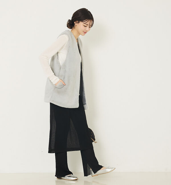 abahouse mavie「フェイクファーベスト」|ベスト・ジレ|