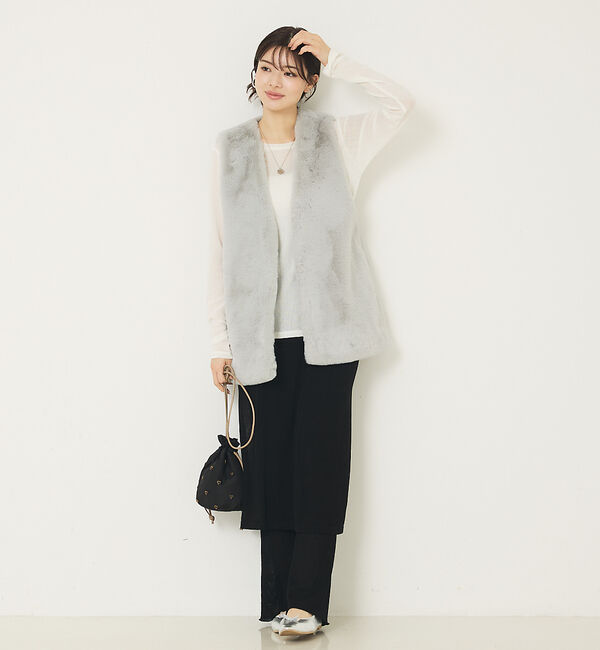 abahouse mavie「フェイクファーベスト」|ベスト・ジレ|