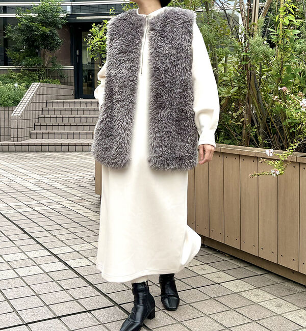 abahouse mavie「フェイクファーベスト」|ベスト・ジレ|