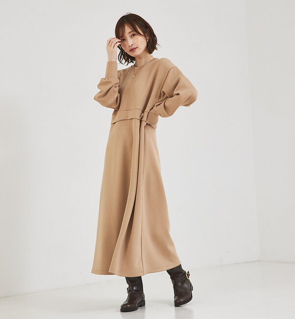 abahouse mavie「【大人のいちまんワンピ】ライトダンボールフレアーワンピ」|ワンピース|