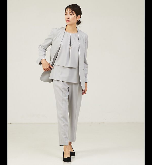 abahouse mavie「【エニデイカセット】ノーカラージャケット＆バックフレアパンツセットアップ」|スーツ|