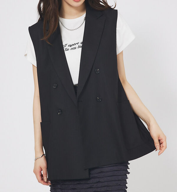 abahouse mavie「【セットアップ対応】リネンライクベスト」|ベスト・ジレ|ブラック