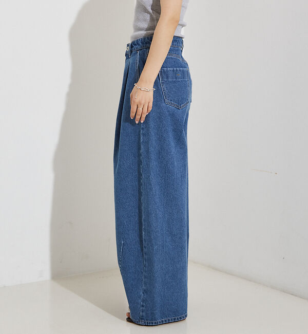 NOMINE「タック ボリューム デニムパンツ」|デニム|