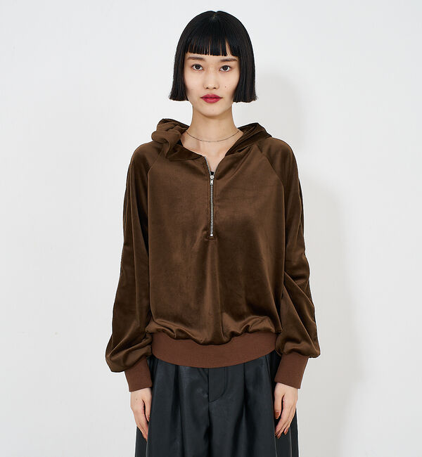 NOMINE「【セットアップ】ベロアハーフジップ フーディー パーカー」|パーカー|