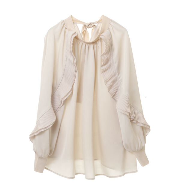  「【MARILYN MOON】フリルブラウス/2way tuck frill knit tie dress」|シャツ・ブラウス|ベージュ