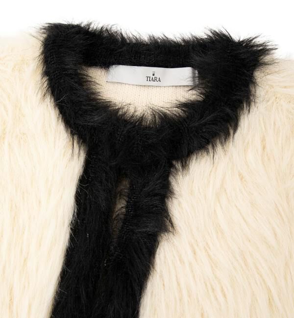 TIARA「フェザーバイカラーニットジャケット」|カーディガン|