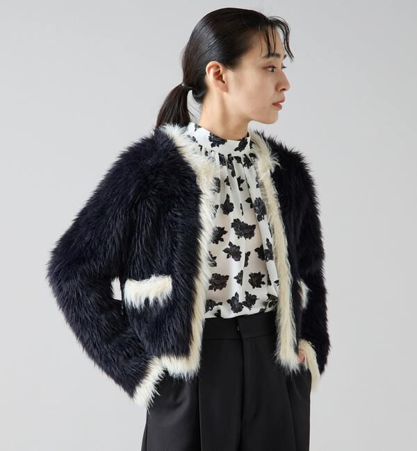 TIARA「フェザーバイカラーニットジャケット」|カーディガン|