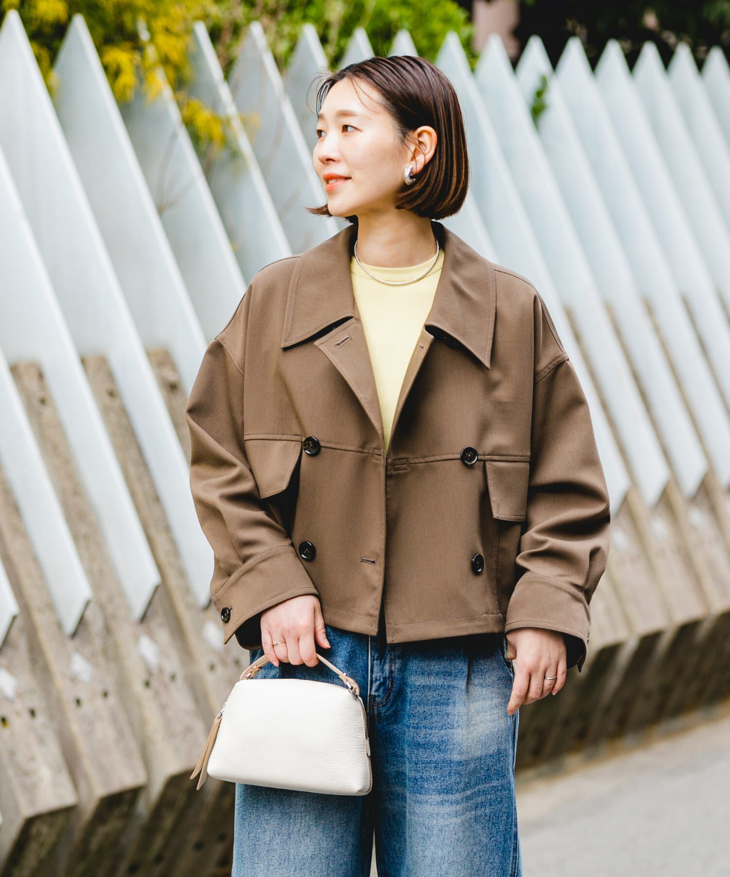 URBAN RESEARCH ROSSO「F by ROSSO　ビッグカラーダブルショートコート」|ノーカラーコート|