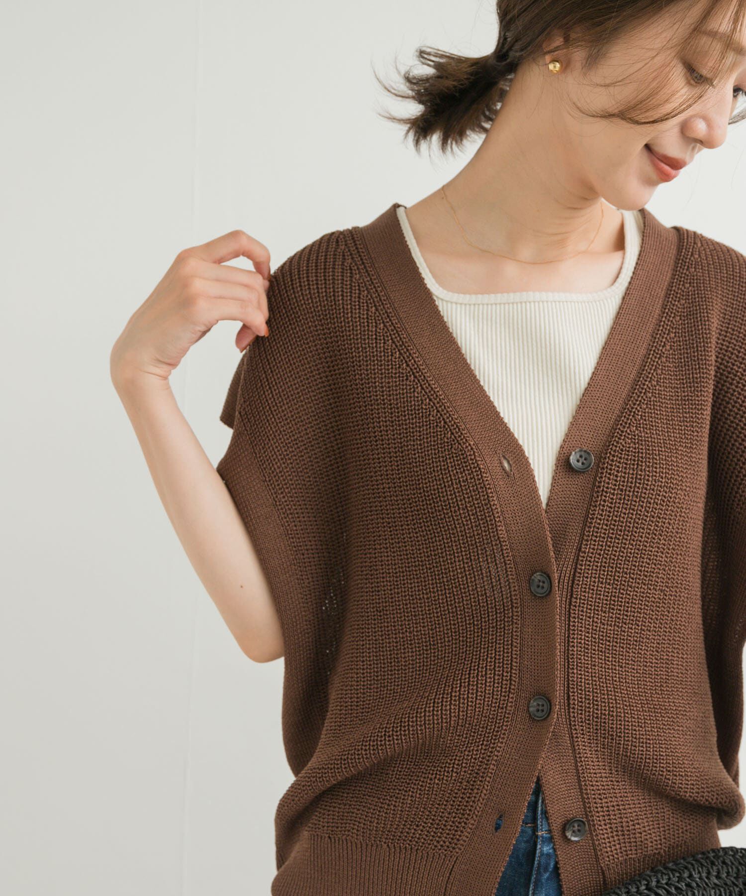 URBAN RESEARCH DOORS「リネンライクVネックベスト」|ベスト・ジレ|