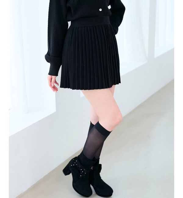  「ニットプリーツミニスカート」|スカート|