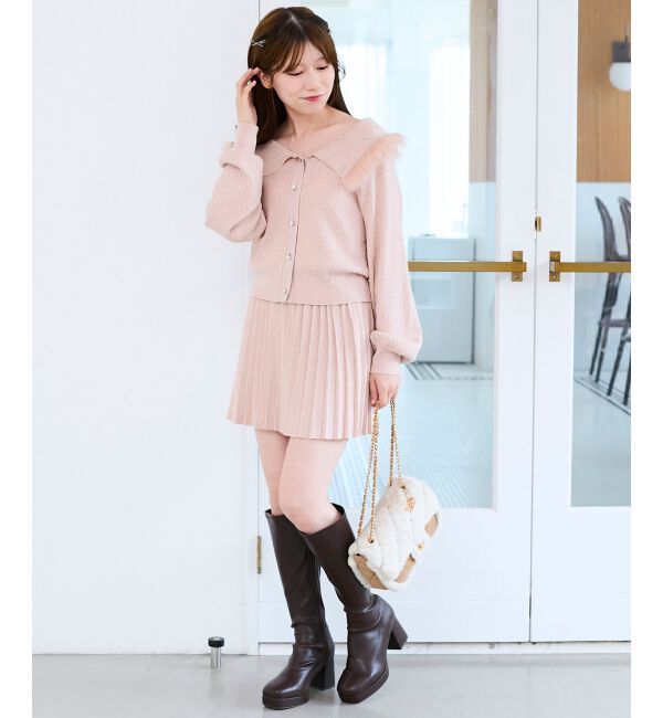  「ニットプリーツミニスカート」|スカート|