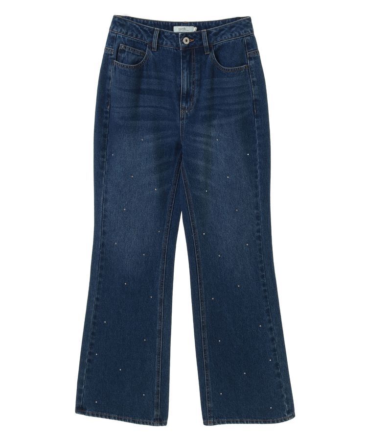 earth music&ecology「ラインストーンフレアーデニムPT」|デニム|