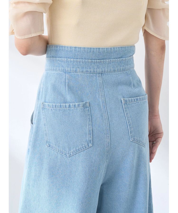 earth music&ecology「ダブルベルトデザインワイドパンツ」|デニム|