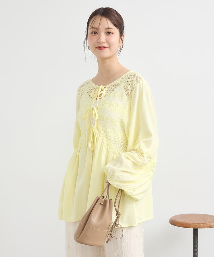 earth music&ecology「レーヨンレースデザインシャツ」|シャツ・ブラウス|