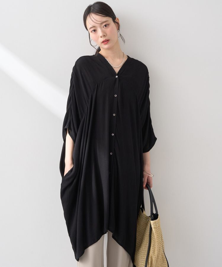 earth music&ecology「レーヨンビッグシャツチュニック」|チュニック|Black