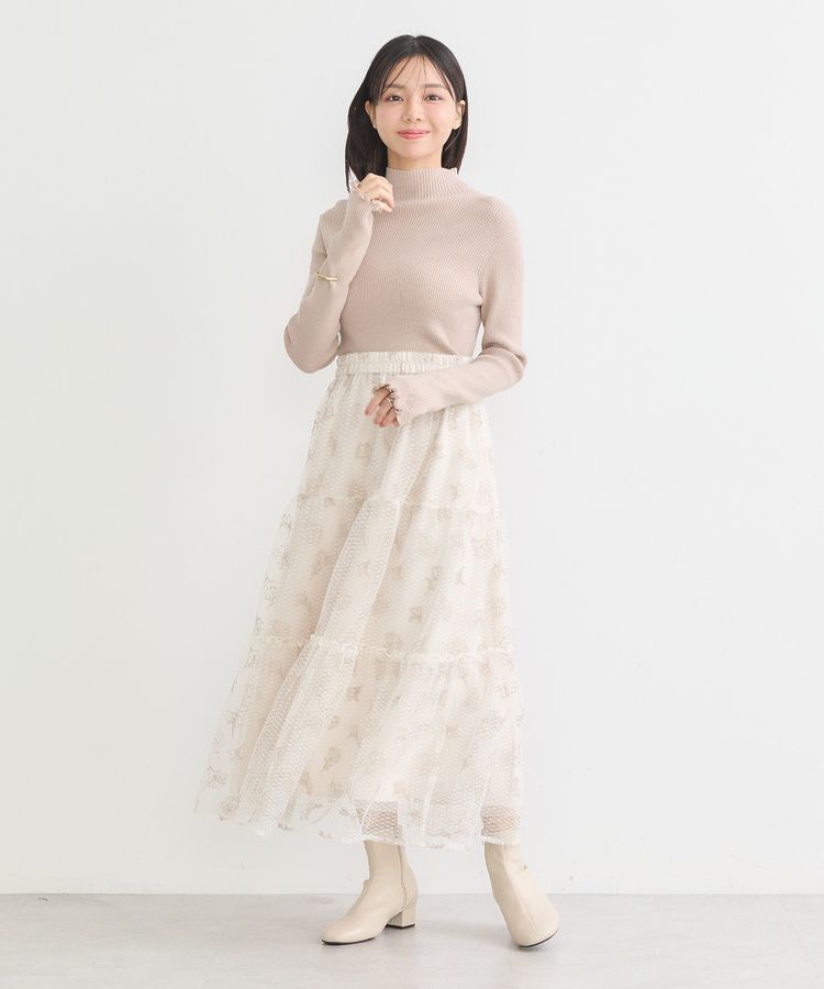 earth music&ecology「袖口刺繍リブニットプルオーバー」|ニット・セーター|