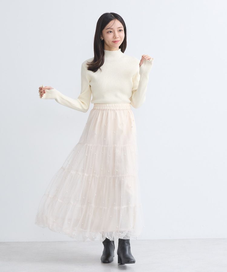 earth music&ecology「袖口刺繍リブニットプルオーバー」|ニット・セーター|