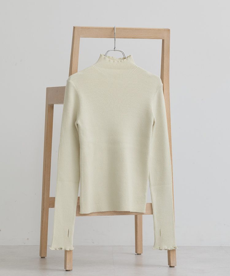 earth music&ecology「袖口刺繍リブニットプルオーバー」|ニット・セーター|Light Green