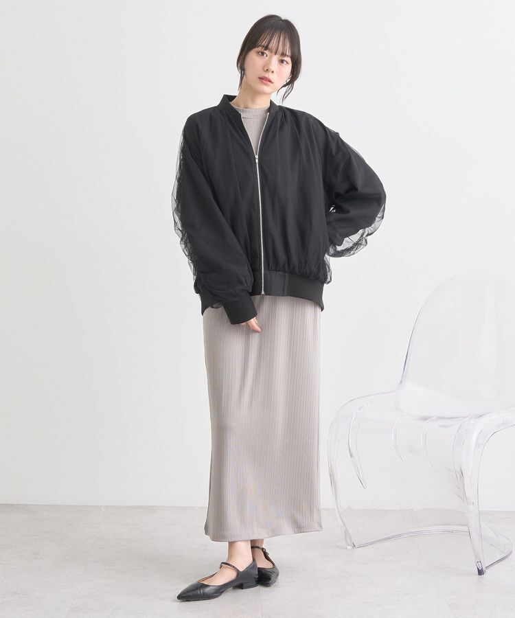 earth music&ecology「チュールレイヤードMA-1」|ブルゾン・スタジャン|