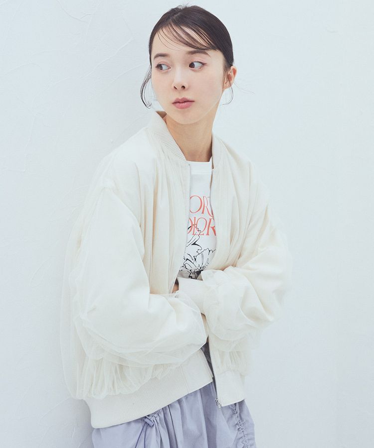 earth music&ecology「チュールレイヤードMA-1」|ブルゾン・スタジャン|