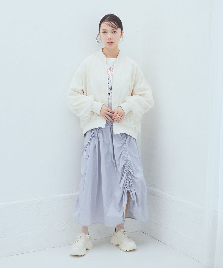 earth music&ecology「チュールレイヤードMA-1」|ブルゾン・スタジャン|