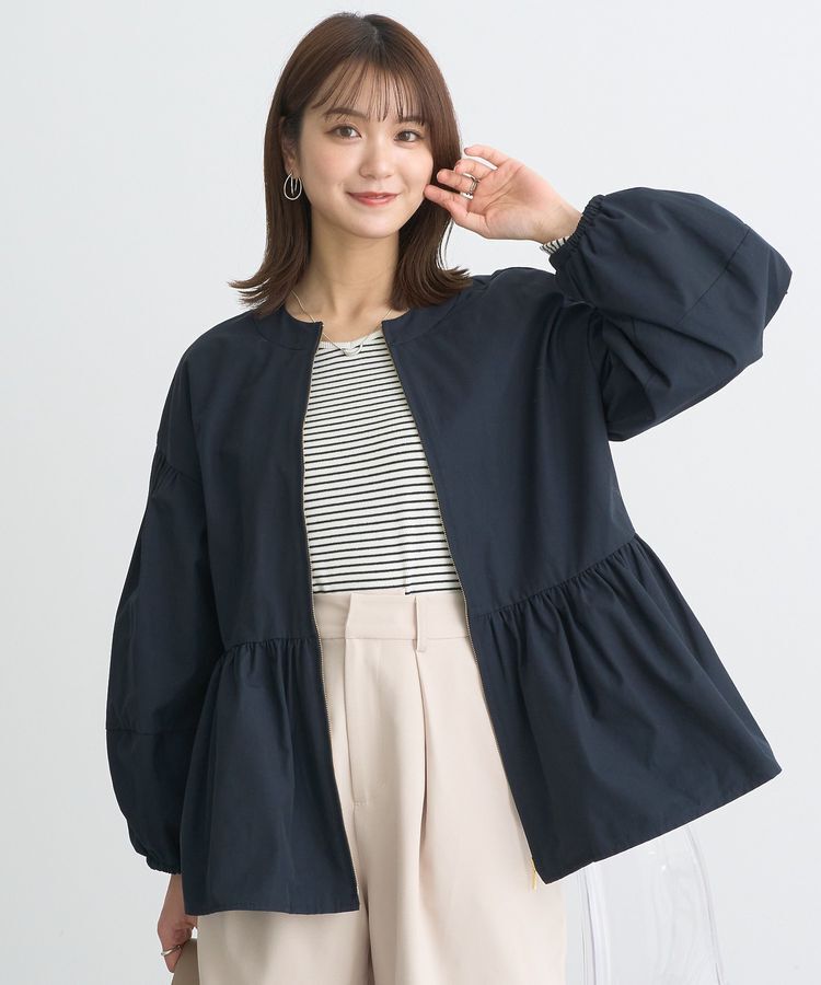earth music&ecology「撥水ペプラムジップブルゾン」|ブルゾン・スタジャン|