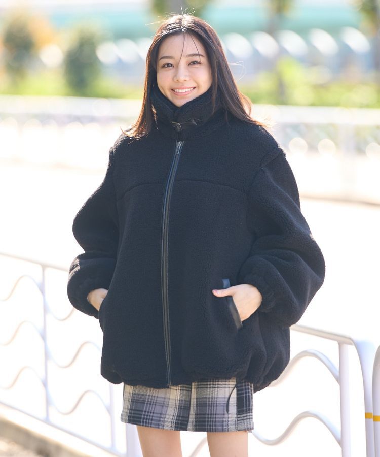 earth music&ecology「ボアルーズブルゾン」|ブルゾン・スタジャン|Black