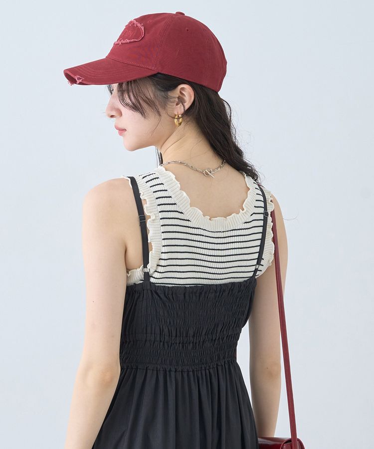 earth music&ecology「フリルニットタンクトップ」|キャミソール|