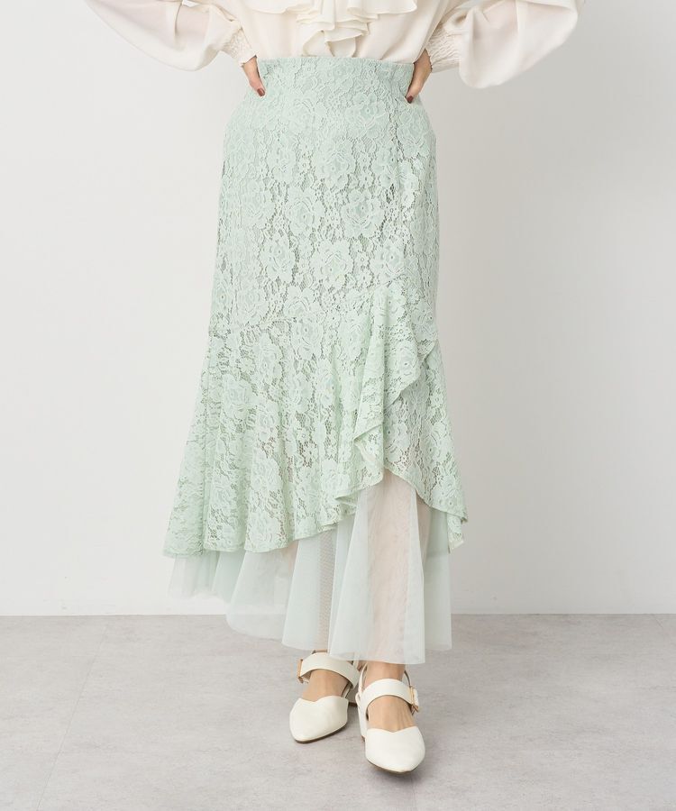 earth music&ecology「チュールレイヤードレースマーメイドスカート」|フレア|