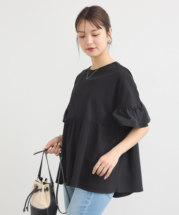 earth music&ecology「フリルドッキングポンチョT」|チュニック|