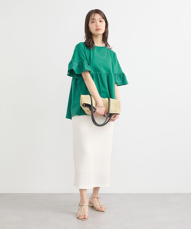 earth music&ecology「フリルドッキングポンチョT」|チュニック|