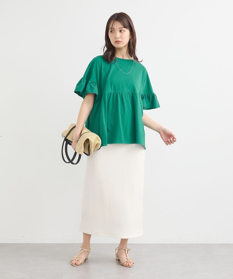 earth music&ecology「フリルドッキングポンチョT」|チュニック|
