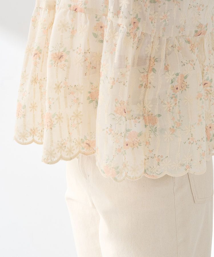 earth music&ecology「フラワープリント刺繍ブラウス」|シャツ・ブラウス|